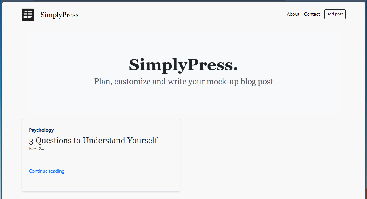 SimplyPress Blog Post Landing Page